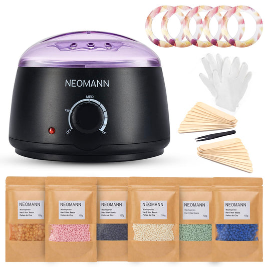 NEOMANN Waxer II - Premium hair removal waxing set with gift box & card - Perfect spa gift for your loved ones (Black, Waxer II Deluxe)