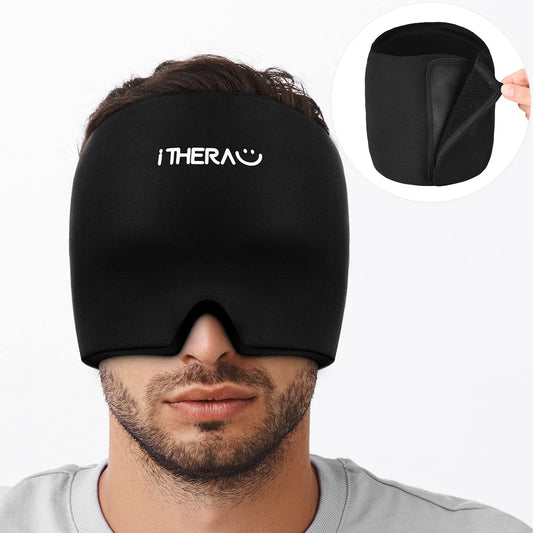 iTHERAU Migraine Mask - Migraine Hat Headache & Migraine Relief Cap Cooling Pack Cooling Sleep Mask Migraine Hood Migraine Cap
