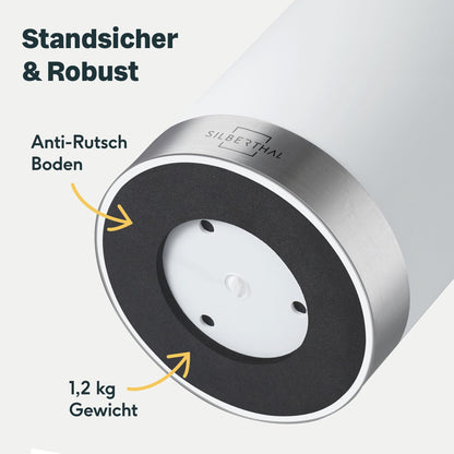 SILBERTHAL Universal knife block - removable bristle insert - without knives - unfilled - knife storage with stainless steel ring - White