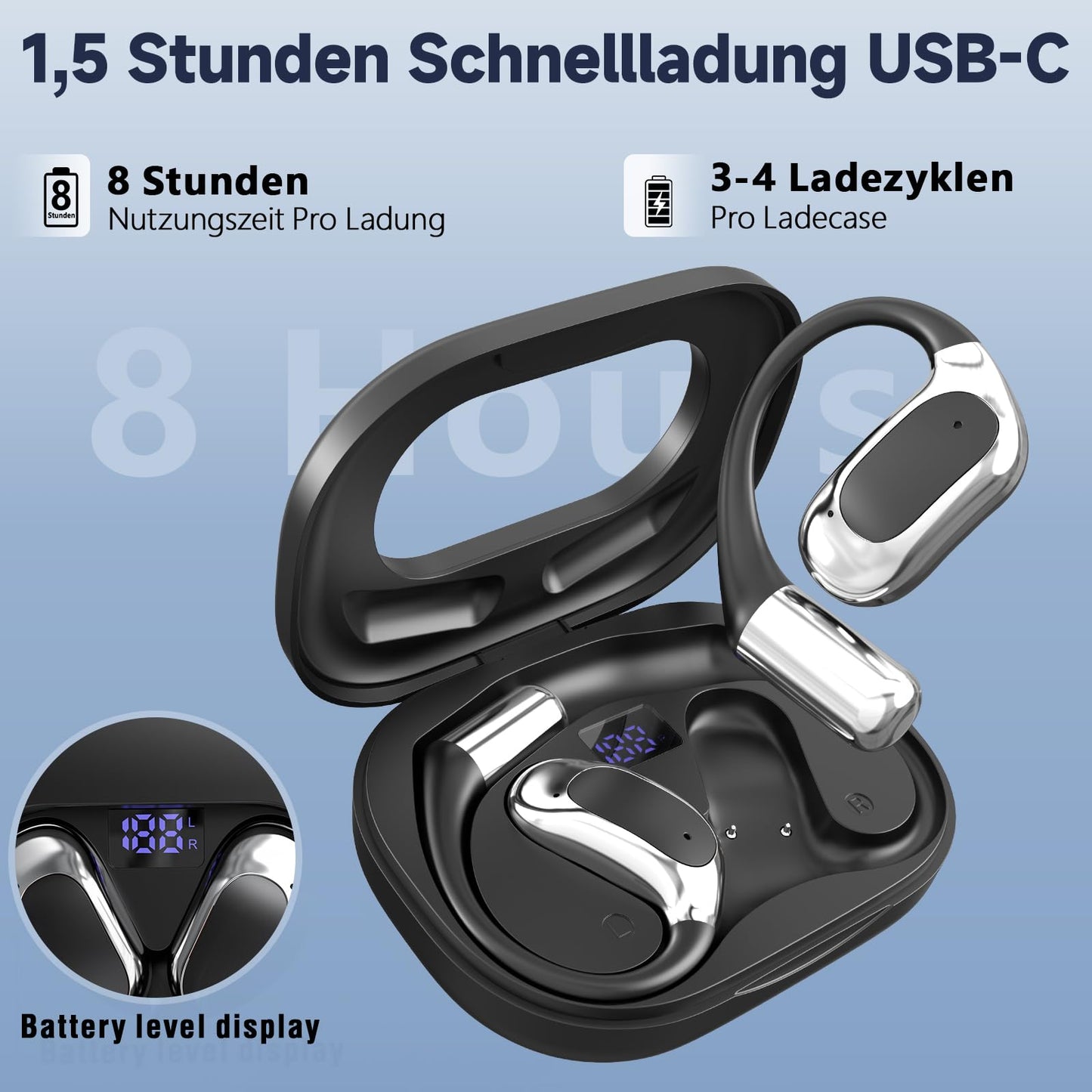 AI APP Translator headphones with real-time app translation, Bluetooth 5.4, HiFi sound, LED battery indicator, 144 languages, headphones for meetings, travel & sports (Black)