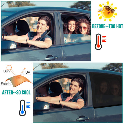 WIN.MAX Baby Car Sun Shade with Certified UV Protection, Universal Car Sun Shade Net, for Side Windows Mesh Material Protects Passengers, Children & Pets, 2 Pieces (XL), Passenger Car