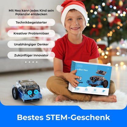 Makeblock mBot 2 programmable robot for kids, AI robot toy with WiFi remote control, compatible with Scratch and Python, intelligent STEM kit gift for kids aged 8 and up.