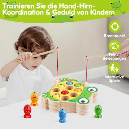 Skrtuan Montessori wooden toys, toys for 2 3 4 year olds Magnetic fishing toy to learn fine motor skills, educational games motor skills toy wooden fishing game for children