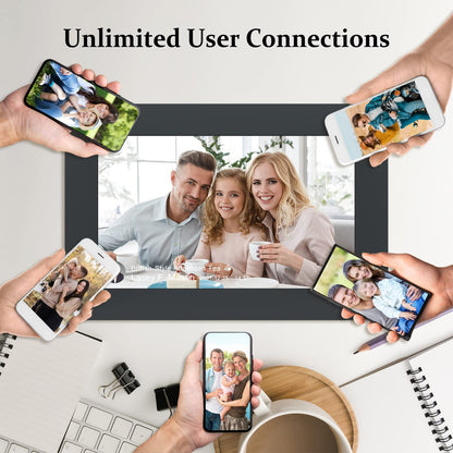 AEEZO 10.1 inch WiFi Digital Picture Frame,1280x800 IPS Touchscreen Electronic Photo Frame,32GB Storage,Auto Rotation,Supports Micro SD Card