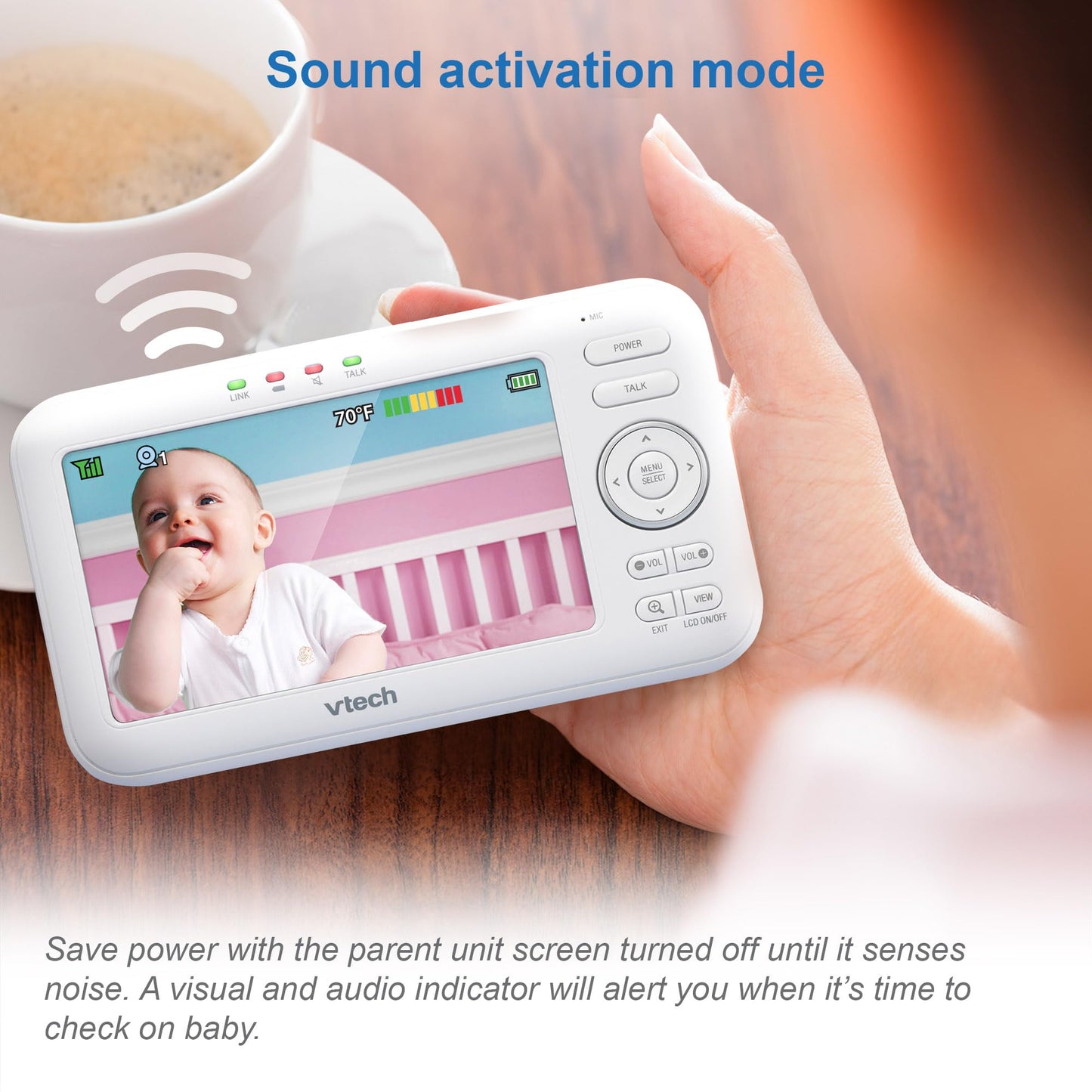 VTech Baby Monitor VM5254 - Video baby monitor with high resolution - Clear sound, LCD color screen and night vision function - With two-way talk, lullabies and night light