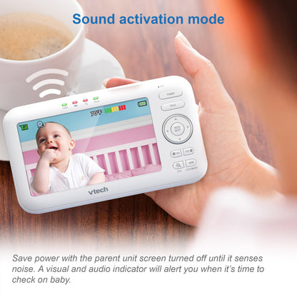 VTech Baby Monitor VM5254 - Video baby monitor with high resolution - Clear sound, LCD color screen and night vision function - With two-way talk, lullabies and night light