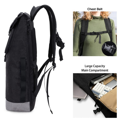 EverVanz Laptop Backpack, waterproof travel backpack, backpack for women and men, lightweight, casual, stylish schoolbag, 1. Black, L, Compact, elegant