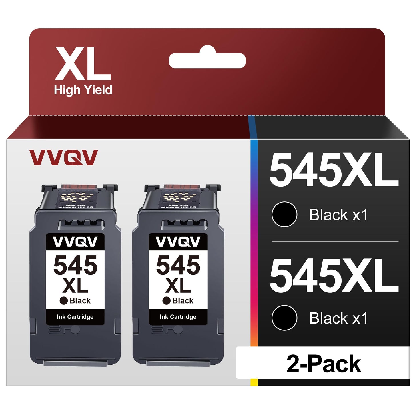 VVQV PG 545 XL Black Printer Cartridges for Canon PG 545 XL Black for Canon Pixma TS3350 MX495 TR4550 TS3150 TR4551 MG2550s MG2555s TS3151 MG3050 MG2950 TS205 (Black, 2-Pack)