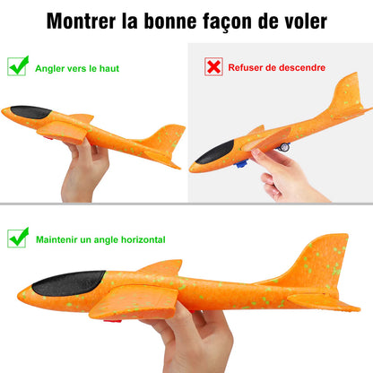 Airplane toy, foam glider catapult gun children's toy, kids outdoor garden interactive games children’s birthday gifts boys girls for ages 3 4 5 6 7 8 9 10 years.