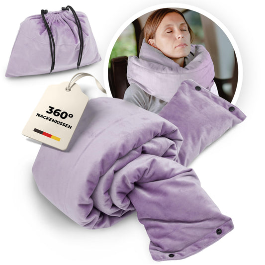 Premium Travel Neck Pillow - Flexible travel pillow for restful sleep on airplane, car, and office - Comfortable and lightweight neck pillow for travel - Neck pillow for airplane travel (Violet)