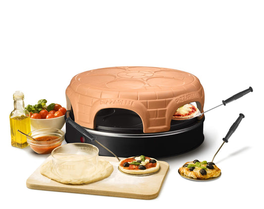 Emerio Pizza oven, PIZZARETTE the Original, handmade terracotta dome, patented design, for mini pizzas, genuine family fun for 6 people, PO-115848.1, terracotta dome.