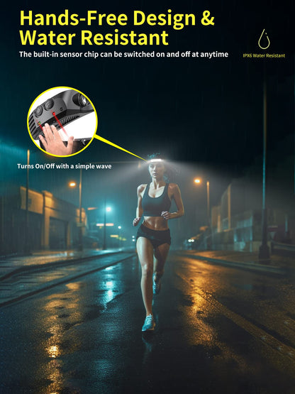 Smiling Shark headlamp, 230° wide angle 3-color LED strip 2 pack headlight rechargeable with waterproof headlamp for camping, jogging, fishing, LED headlight camping headlamp