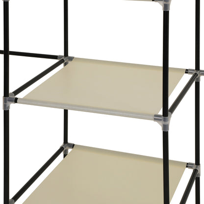 SONGMICS wardrobe, foldable fabric closet with 2 clothes rails, 175 x 150 x 45 cm, Beige RYG12M