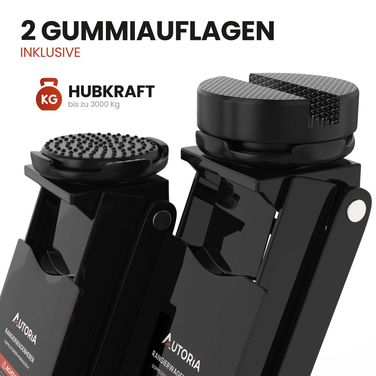 3T hydraulic jack - Low-profile floor jack with 2X rubber pad & dual piston - Quicklift from 75 mm lifting height - for cars, vehicles & SUVs - up to 3 tons lifting capacity - professional jack.
