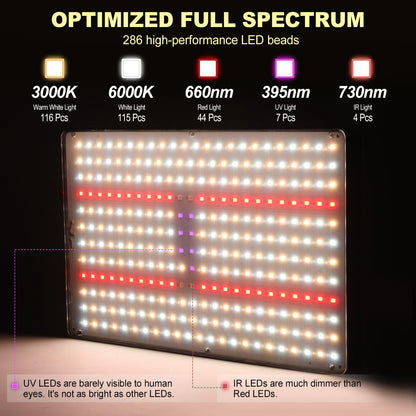 MICCYE Plant Lamp LED with Stand UV-IR Full Spectrum 286 LEDs Grow Lamp with 4/8/12H Timer Dimmable Plant Light Growth Lamps for Plants Plant Lamp LED