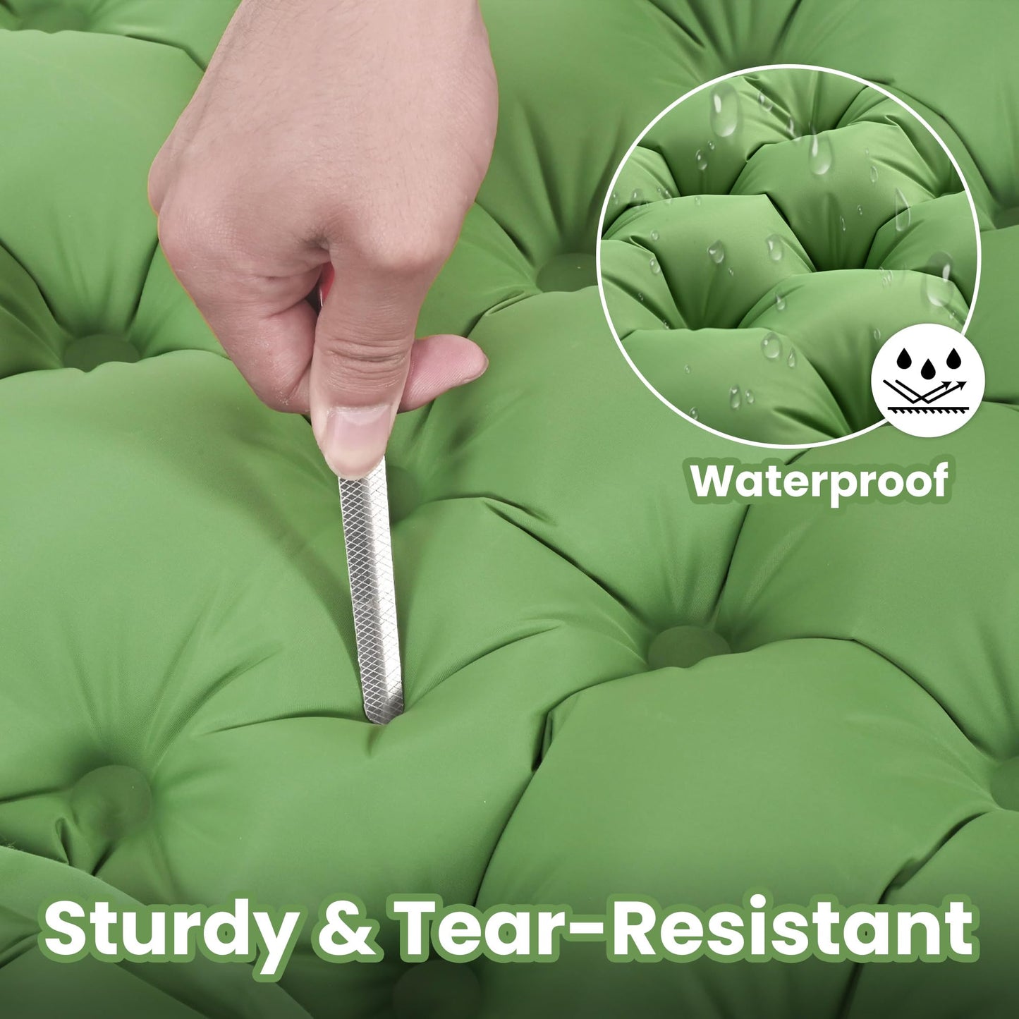 ROPODA self-inflating camping mat with pillow, ultralight inflatable sleeping pad with foot pump, waterproof sleeping mat for outdoor, camping, hiking (green)