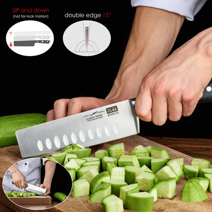 SHAN ZU Chef's Knife Nakiri Kitchen Knife Professional Knife 16.5 cm German Stainless Steel Extra Sharp Blade with Ergonomic Handle Exquisite Gift Packaging