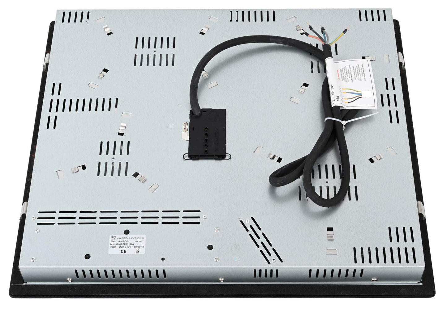 K&H Glass Ceramic Cooktop NC-7206 [4 ZONES] - 4 Cooking Zones - 4 Burner Cooktop - 4 Plate Cooktop Independent - 4 Hot Plates - High Voltage Connection - No Plug Included - 59CM 7200 Watts - 9 Power Levels