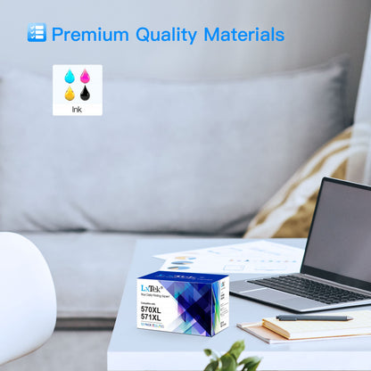 LxTek 570XL 571XL Cartridges Multipack Compatible for printer cartridges Canon TS5050 for PGI-570XL CLI-571XL for Canon MG5750 cartridges for PIXMA TS5055 MG6850 MG5751 MG5752 MG6800 MG6851 (12-pack)