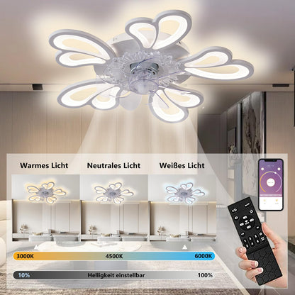 MiiR Quiet Ceiling Fan With Lighting, LED 50W Dimmable Ceiling Light With Fan With Remote Control And APP, 6-Speed Wind Speed Ceiling Light For Bedroom Living Room Lamp