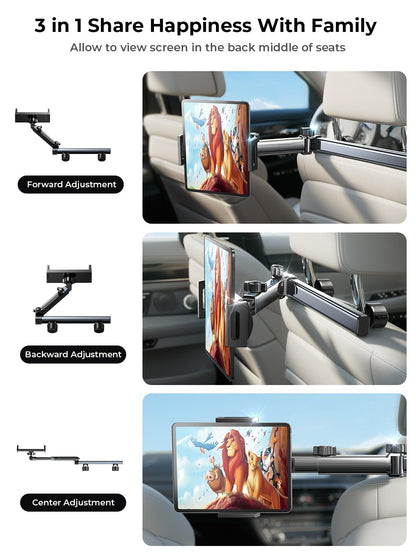 LISEN iPad Tablet Holder Car Center, Universal Car Phone Holder Organizer Accessory Interior Extendable Car for Tablet Holder Car Travel Accessory for iPad Air/Samsung/and 4.7-11 Inch