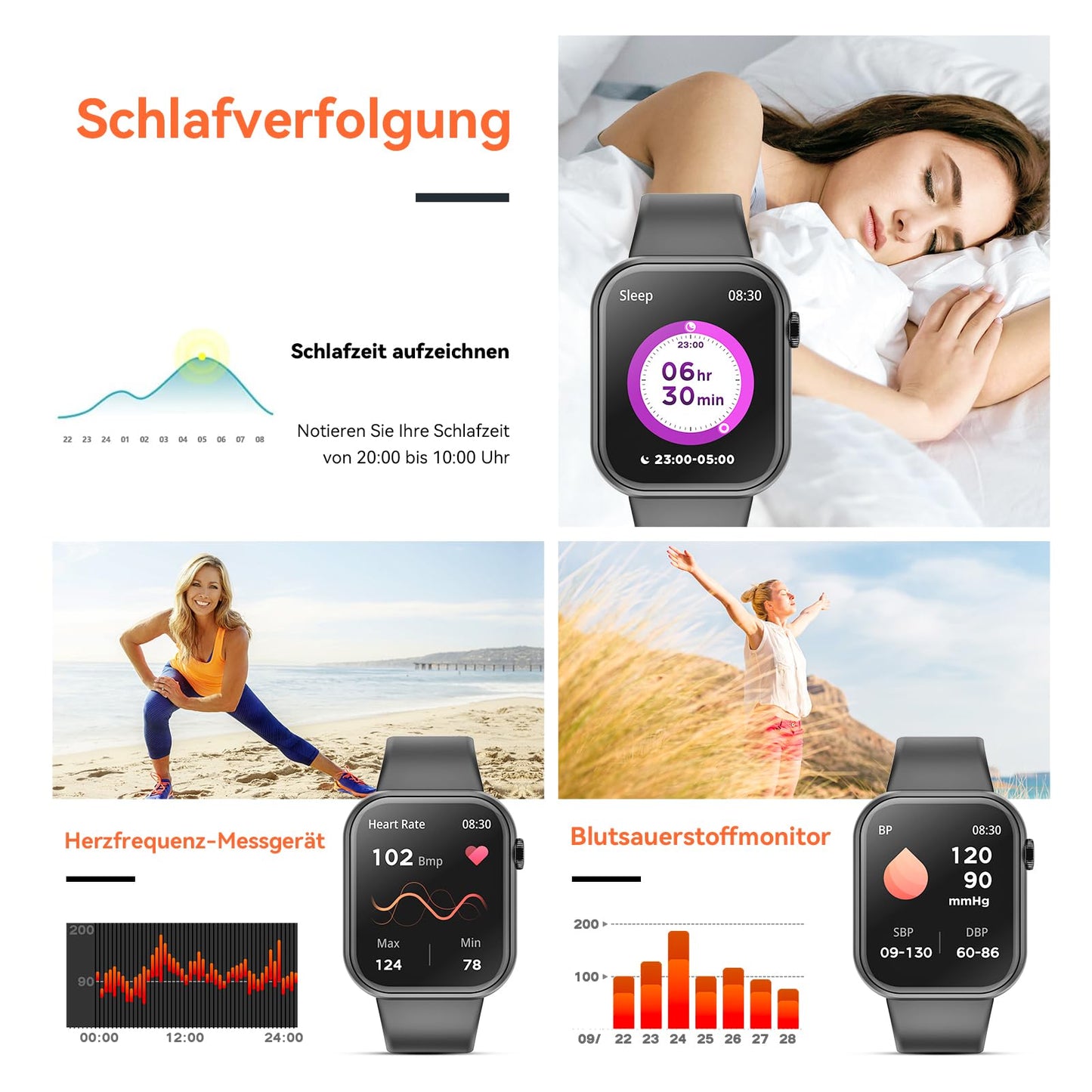2023 smartwatch for ladies and gentlemen, 1.85-inch screen smartwatch with Bluetooth calling and hands-free function, smartwatch with pedometer, heart rate monitor, fitness watch for Android iOS.