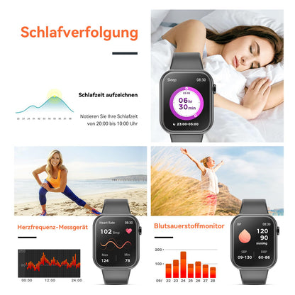 2023 smartwatch for ladies and gentlemen, 1.85-inch screen smartwatch with Bluetooth calling and hands-free function, smartwatch with pedometer, heart rate monitor, fitness watch for Android iOS.