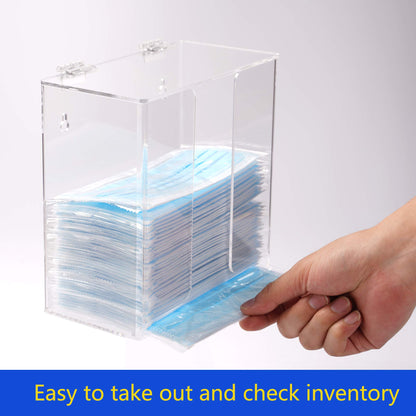 KOEMEHR Mask dispenser box with lid acrylic wall mount storage box for masks, gloves, napkins, hairnets, transparent
