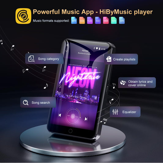 80GB MP3 player with Bluetooth and WLAN, MP3 & MP4 music player, Oilsky 4-inch 1080P touchscreen video player, portable Android Spotify player with Play Store app (Black)
