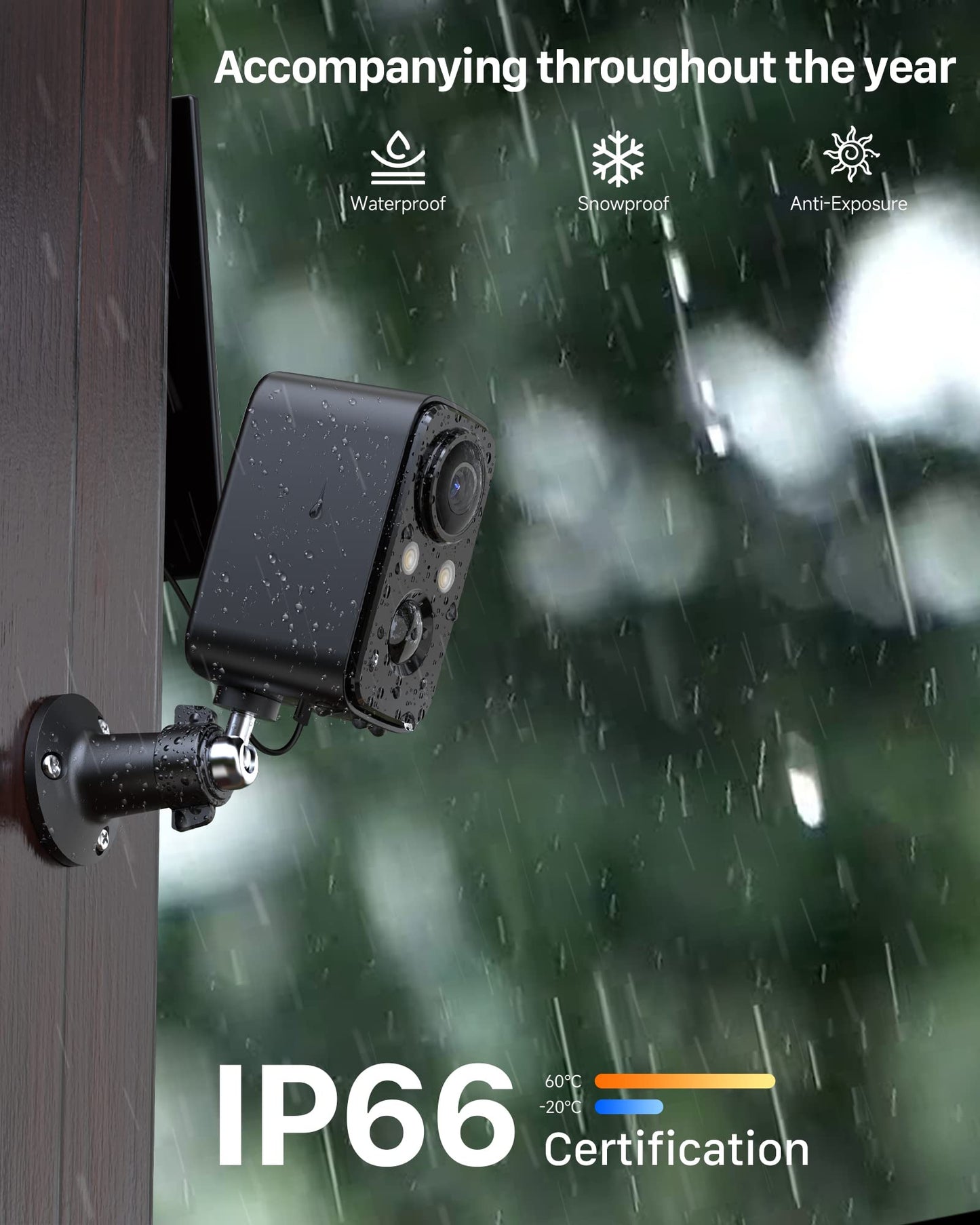 IHOXTX Outdoor Surveillance Camera with Battery and Solar Panel, Outdoor WiFi Camera with Colorful Night Vision, PIR Motion Detection, 2-Way Audio (black-2)