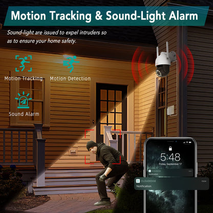 DEKCO 2K Outdoor WiFi Surveillance Camera, 350°/90° Rotatable WiFi Camera for Outdoor, 3MP WiFi Camera with Auto Tracking, 30m Color Night Vision, 2-Way Audio, IP66...