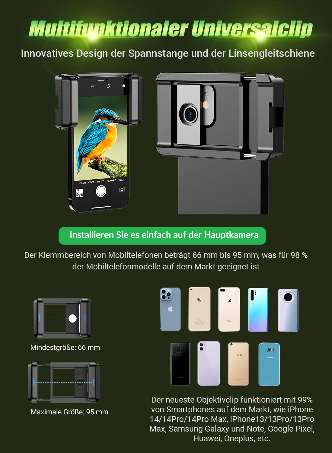 Apexel powerful 60x telephoto lens for iPhone, mobile camera lens with shutter and tripod for moongazing/watching games.