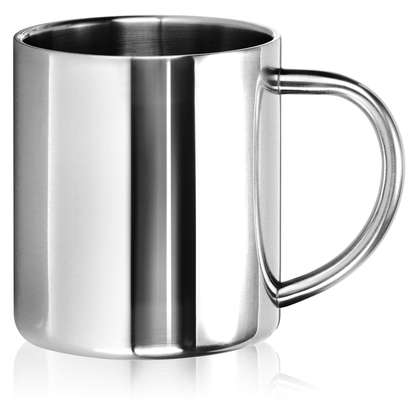 com-four® 2x Stainless Steel Thermal Mug - 300 ml per mug - Double-walled insulated cup - Breakproof coffee cup - Thermal drinking cup - Camping mug - Cup - BPA-free (300ml)