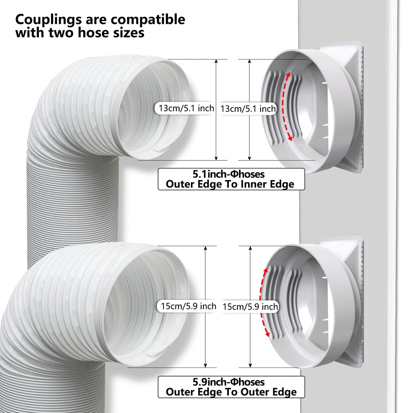 Aozzy 240cm door seal panel for portable air conditioners with Φ15cm hose, safety lock & seal, universal adapter 13/15cm for air conditioners/dehumidifiers on sliding doors/windows.