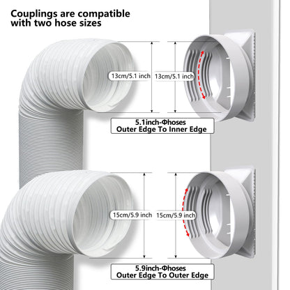 Aozzy 240cm door seal panel for portable air conditioners with Φ15cm hose, safety lock & seal, universal adapter 13/15cm for air conditioners/dehumidifiers on sliding doors/windows.