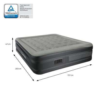 ML-Design air mattress for 2 people 203x157x47 cm Gray, TÜV certified, self-inflating air bed with electric pump 230V, inflatable mattress for camping, guest bed double bed + carrying bag.