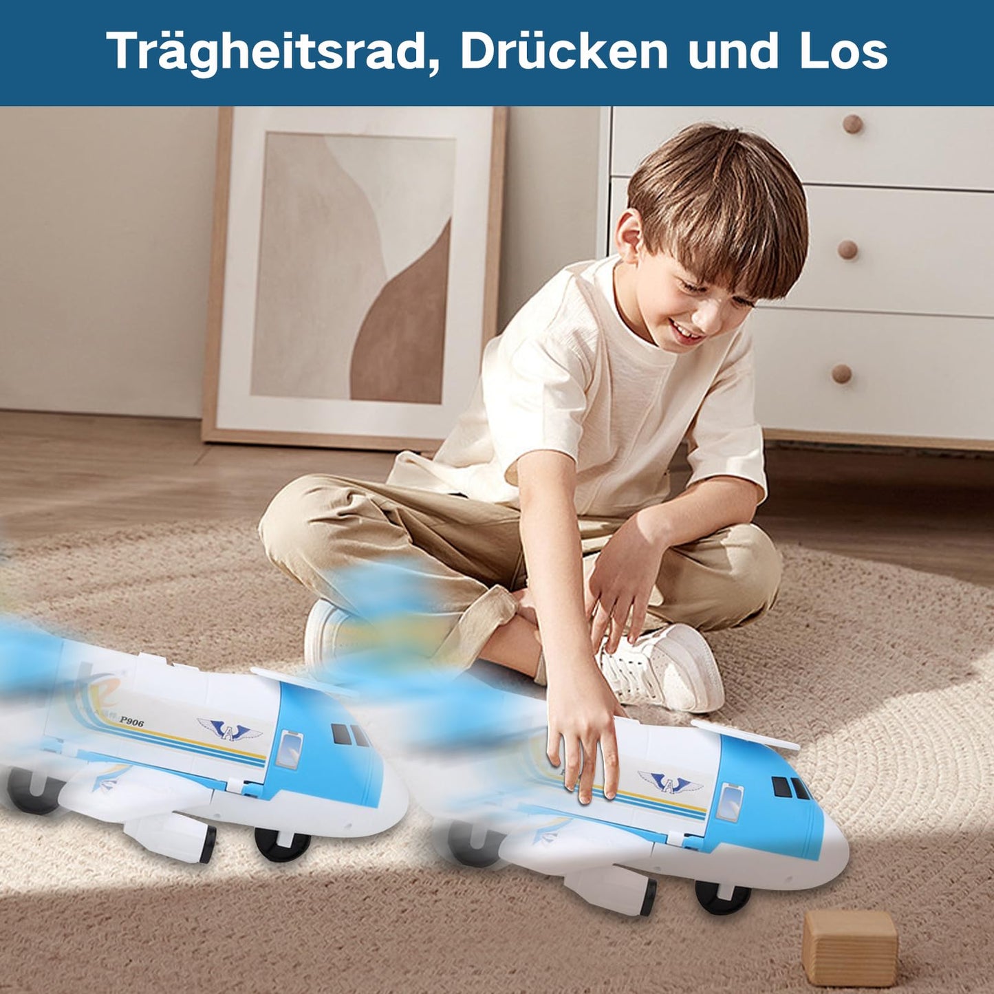 Chinliengu Toy Airplane with 5 Cars & Helicopter Big Airport Set without battery for ages 3+ Learning toy for parent-child, Durable transport toys (Safe gift)