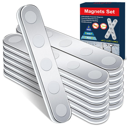 BKSAI 12pc Unbreakable Magnets Self-Adhesive Strong Magnetic Tape for Neodymium Magnets Adhesive Magnets 58x10x2mm Magnetic Tape Flat for School, Office