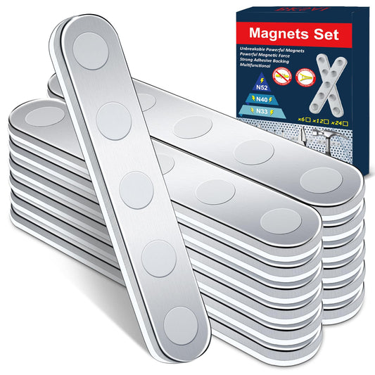 BKSAI 12pc Unbreakable Magnets Self-Adhesive Strong Magnetic Tape for Neodymium Magnets Adhesive Magnets 58x10x2mm Magnetic Tape Flat for School, Office