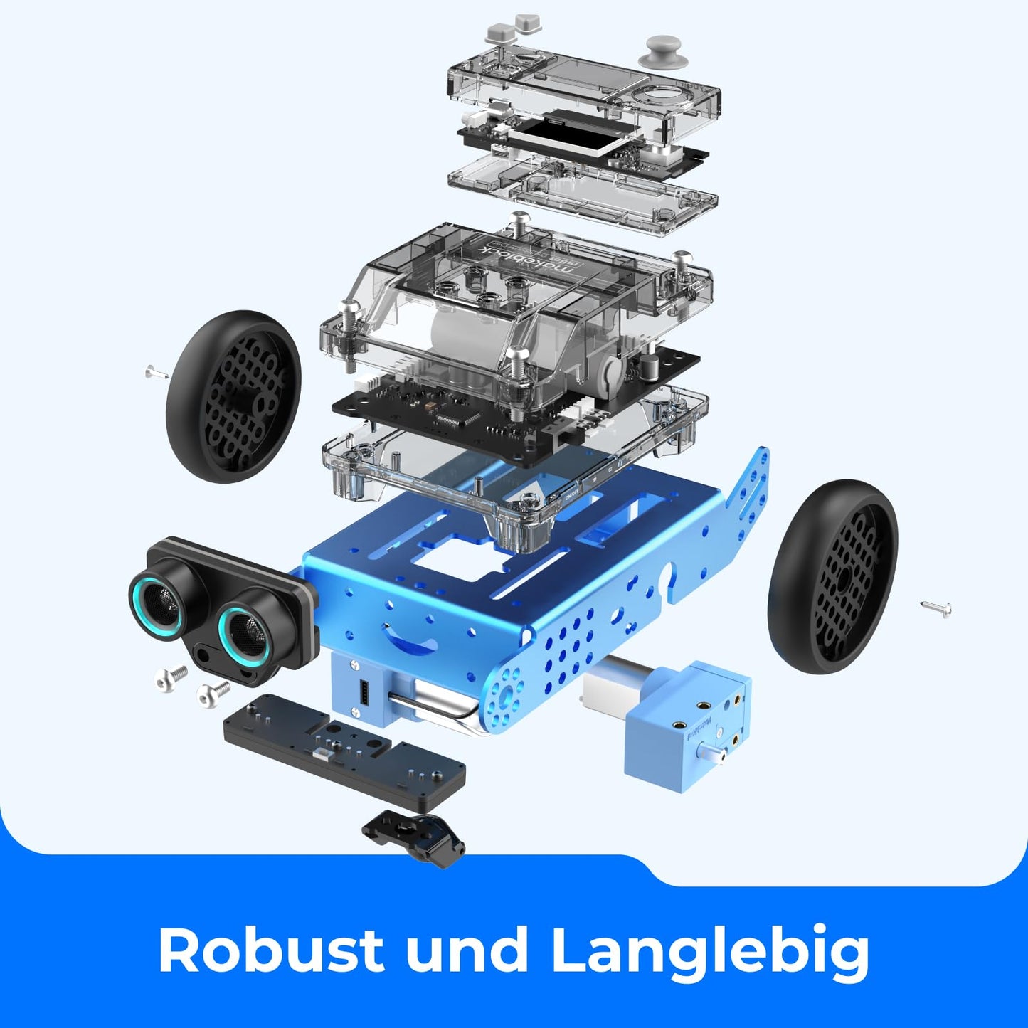 Makeblock mBot 2 programmable robot for kids, AI robot toy with WiFi remote control, compatible with Scratch and Python, intelligent STEM kit gift for kids aged 8 and up.