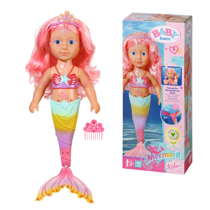 BABY Born Little Sister Mermaid 46 cm, waterproof mermaid doll Holiday Swim Fun, set for dolls with clogs, swim ring, and swimsuit, for 43 cm dolls, 831731 Zapf Creation