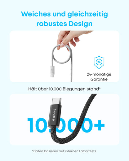 Anchor USB C to USB C Cable, [2 Pack 1.8m] 240W USB C Cable, braided and dirt-resistant USB C charging cable for iPhone 17 16 15 Series Galaxy S24 S23 MacBook Pro Air iPad Pro Air