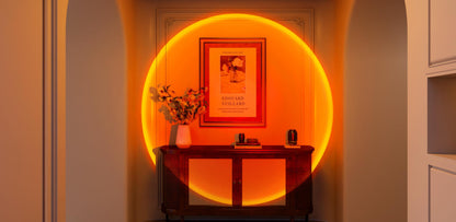 QUIGO Sunset Lamp, LED light night light with smart app control for selfie lamp, lighting up bedroom, living room, party. Aesthetic room decor.