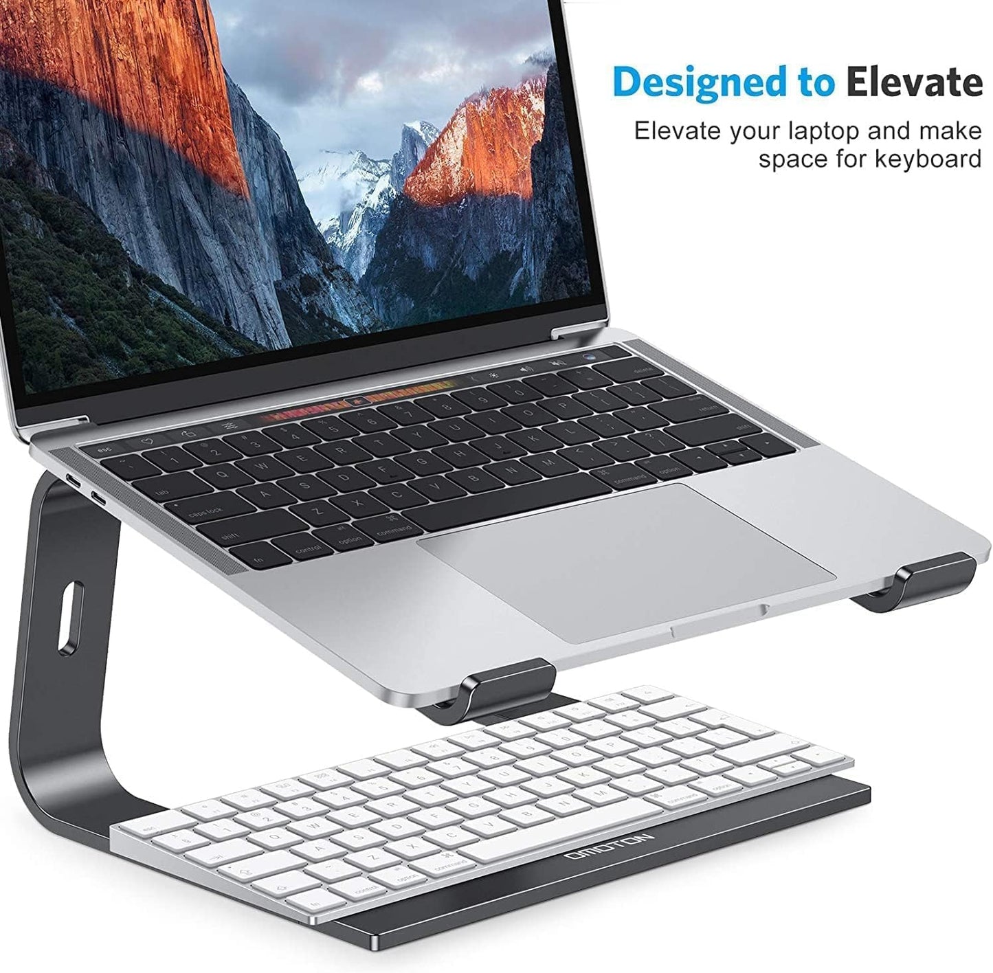 OMOTON Laptop Stand, Notebook Stand with Ventilation, Universal PC Riser Ergonomic Laptop Holder Aluminum for Laptops in 10-15.6 inches like MacBook Pro/Air, HP, Dell, Lenovo, Huawei, Black