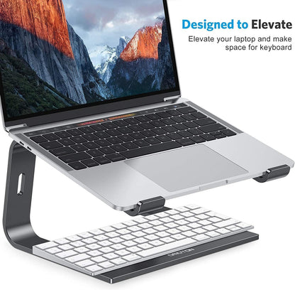 OMOTON Laptop Stand, Notebook Stand with Ventilation, Universal PC Riser Ergonomic Laptop Holder Aluminum for Laptops in 10-15.6 inches like MacBook Pro/Air, HP, Dell, Lenovo, Huawei, Black