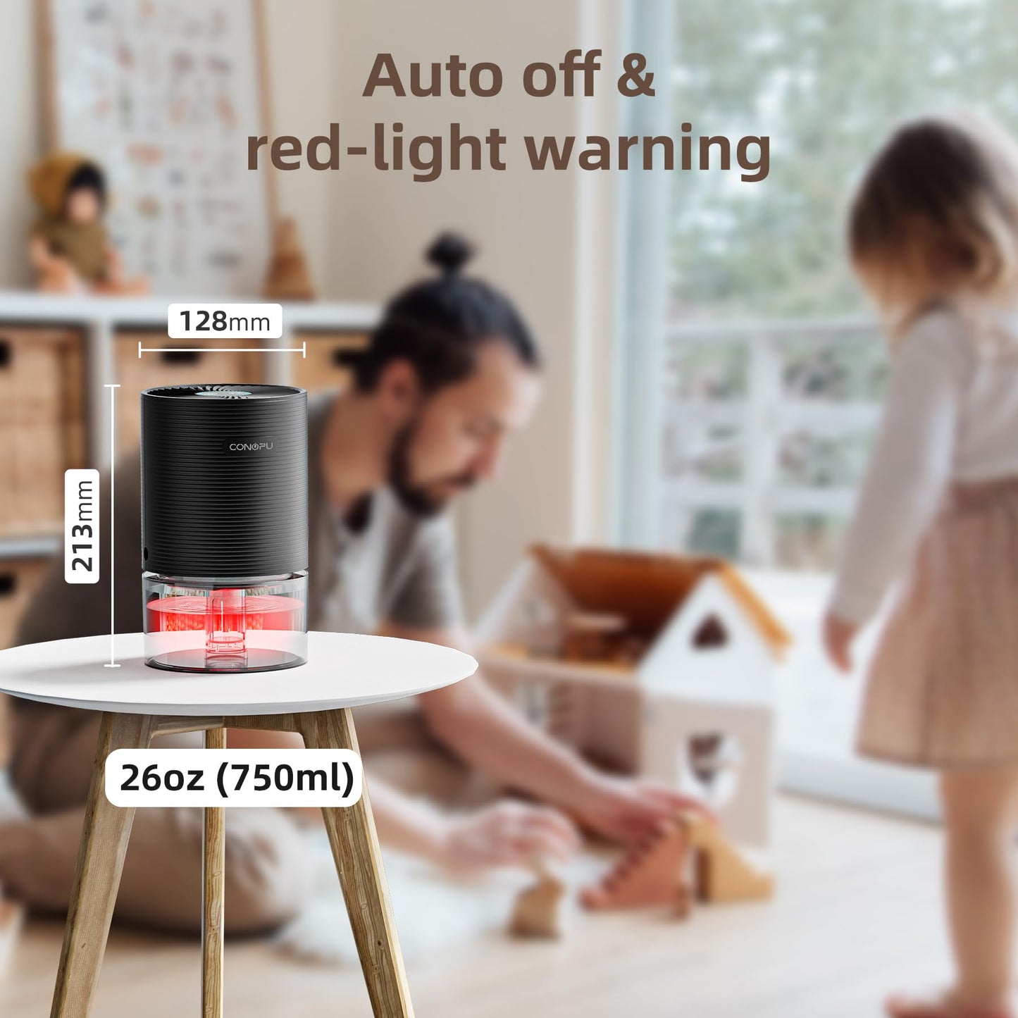 CONOPU Electric Dehumidifier, Energy-saving Room Dehumidifier with Automatic Shutdown, Small Ultra-quiet Dehumidifier for Basement, Cabinet, Bathroom, Bedroom, Office, Black, 21.3*12.8*12.8cm
