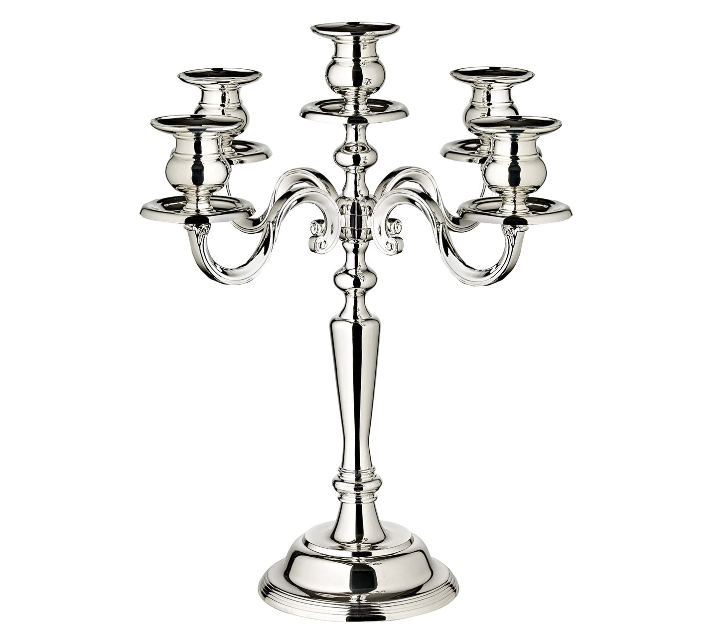 EDZARD Candle holder Regina, 5-armed, height 37 cm, elegantly silver-plated, tarnish-protected - Candle holder for pillar candles, candlestick in silver, table decoration living room