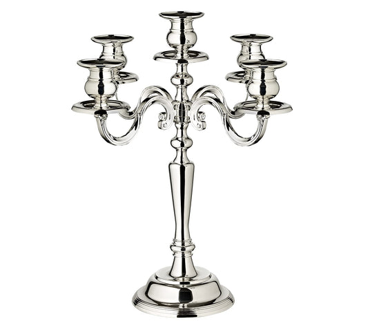 EDZARD Candle holder Regina, 5-armed, height 37 cm, elegantly silver-plated, tarnish-protected - Candle holder for pillar candles, candlestick in silver, table decoration living room