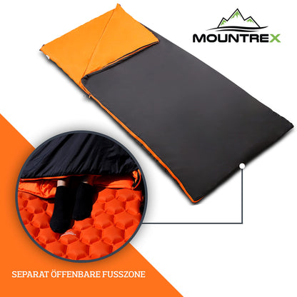 MOUNTREX® Sleeping Bag - Small pack size & ultralight (700g) Summer Blanket Sleeping Bag - Outdoor summer sleeping bag - Camping, travel, festivals - Can be zipped together