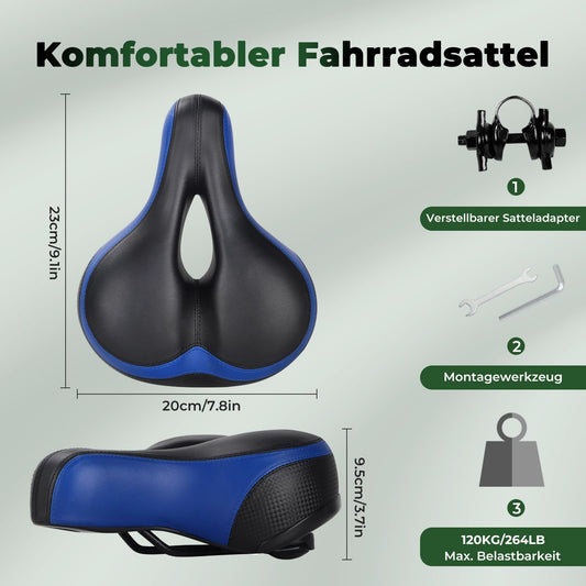 Bike saddle Bicycle seat for men and women Comfortable Soft Gel Bike Saddle Waterproof Breathable with reflector Blue